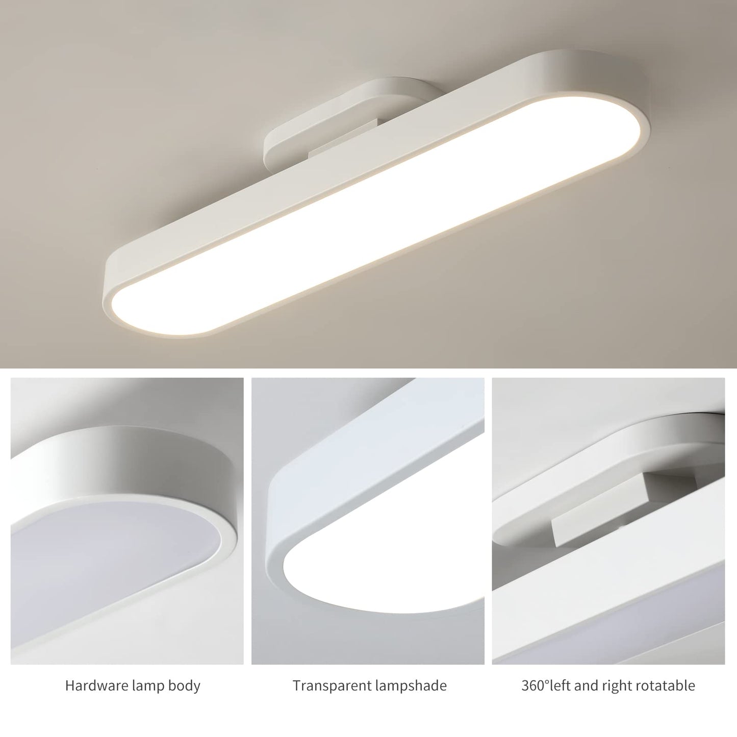 Garwarm White/Black 42W Acrylic Linear Dimmable LED Ceiling Light Modern Ceiling Lamp with Remote