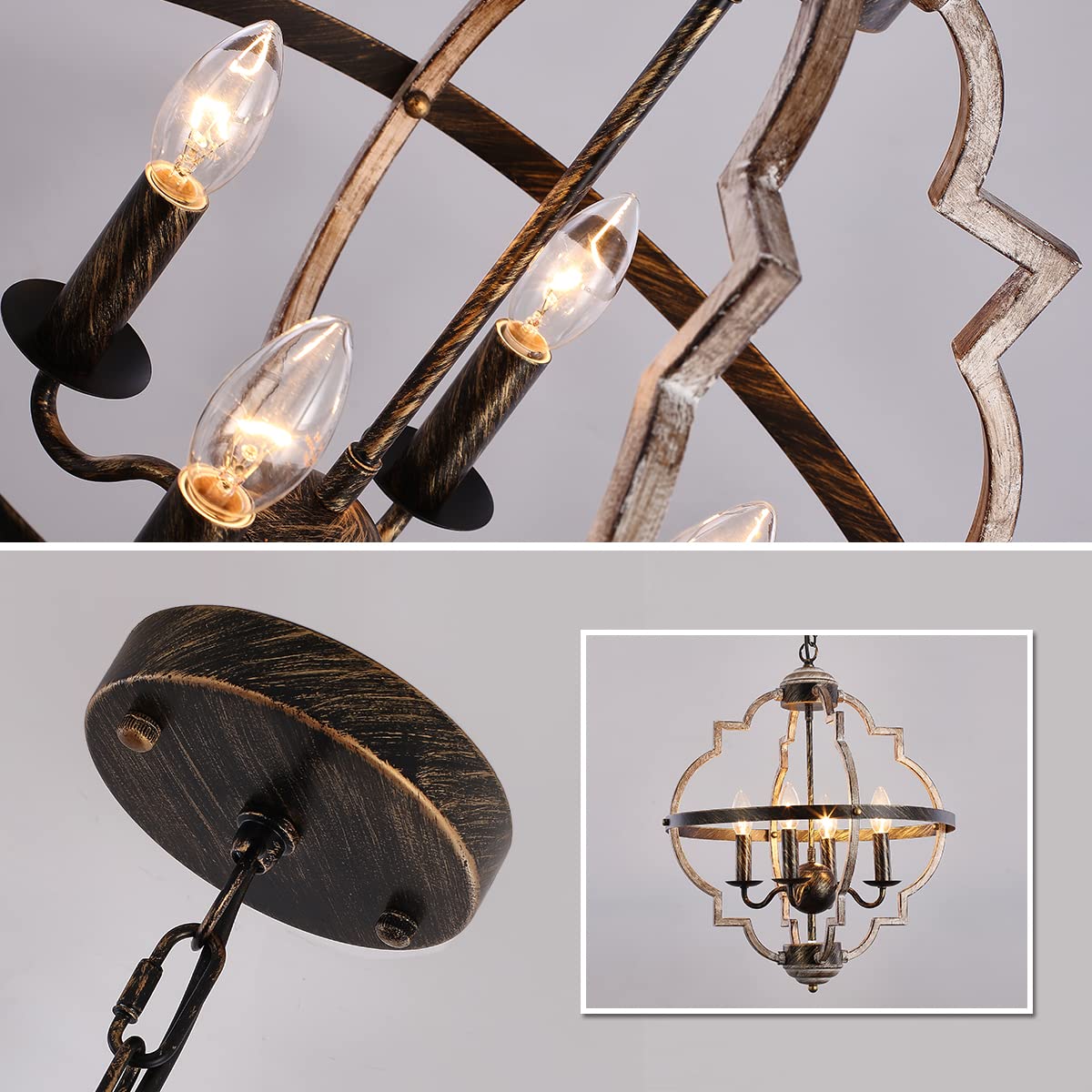 Garwarm 4-Light Farmhouse Orb Metal Pendant Light