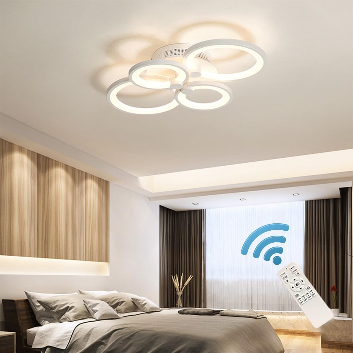 Garwarm 36W LED Ceiling Light Dimmable Flush Mount Metal Acrylic for Living Room or Bedroom