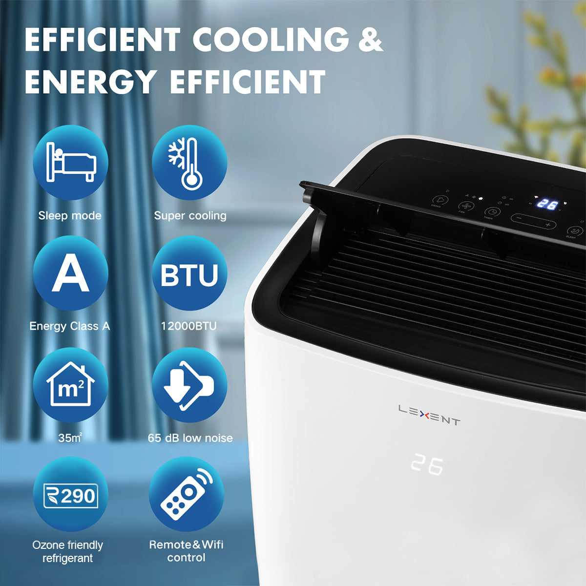 LEXENT AC6 Portable Air Conditioner / Heater 12000 BTU, 30L Dehumidifier, WiFi, Model: LCH12WF (48 hours delivery ordered by 3:30pm)*