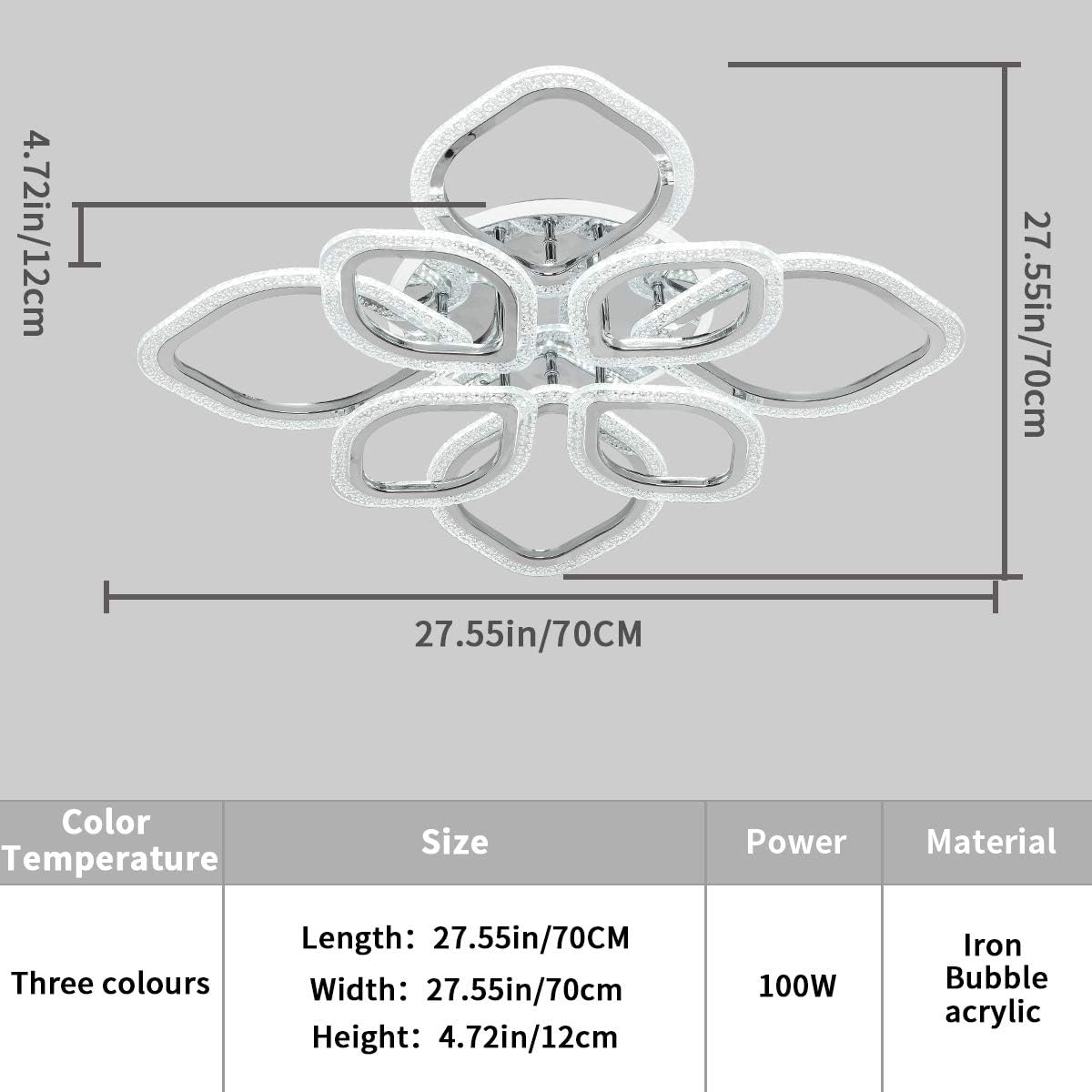 Garwarm LED Leaf Ceiling Light Chandeliers with Remote for Lounge Dining Room Kitchen