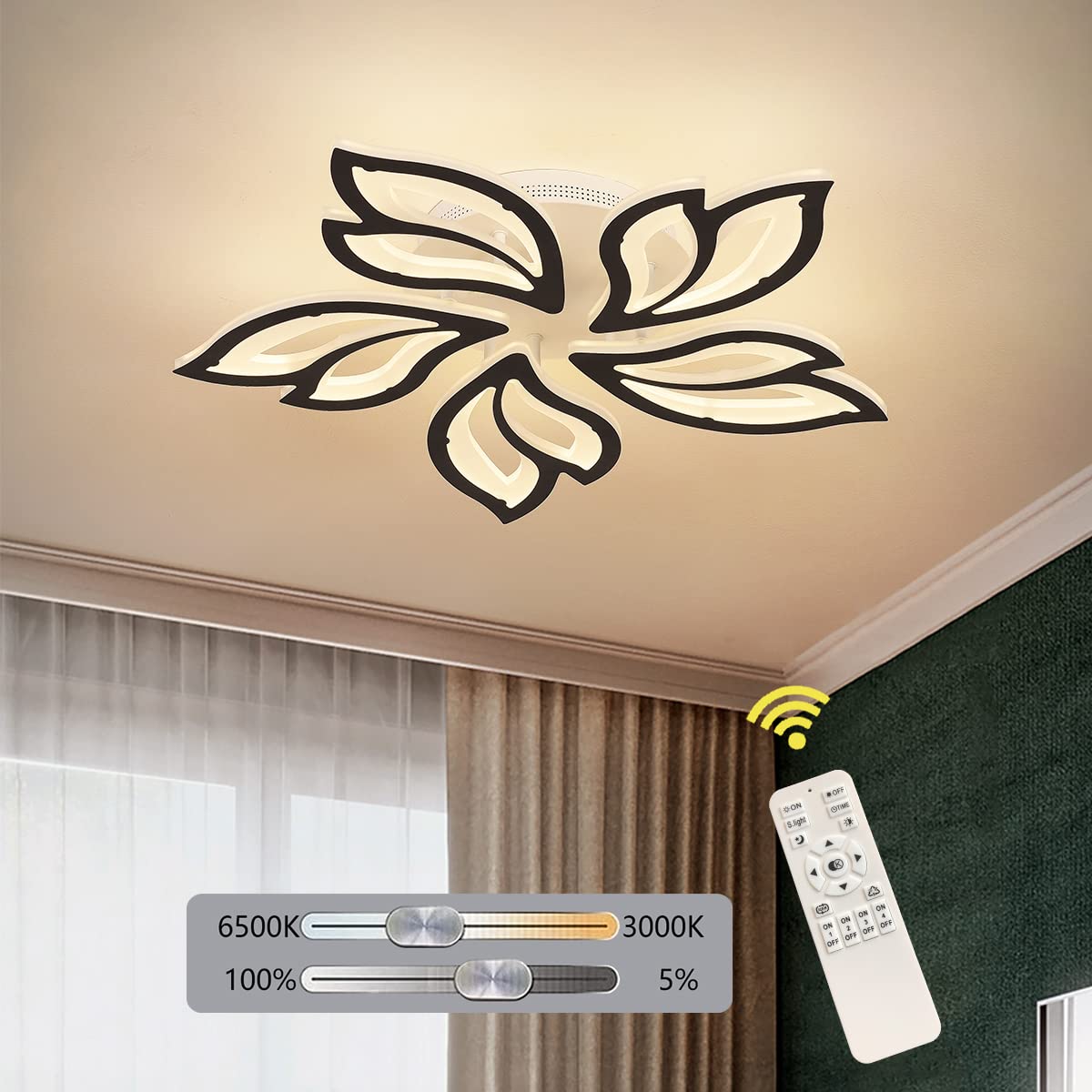 Garwarm 60W Modern Leaves LED Ceiling Light Fixture