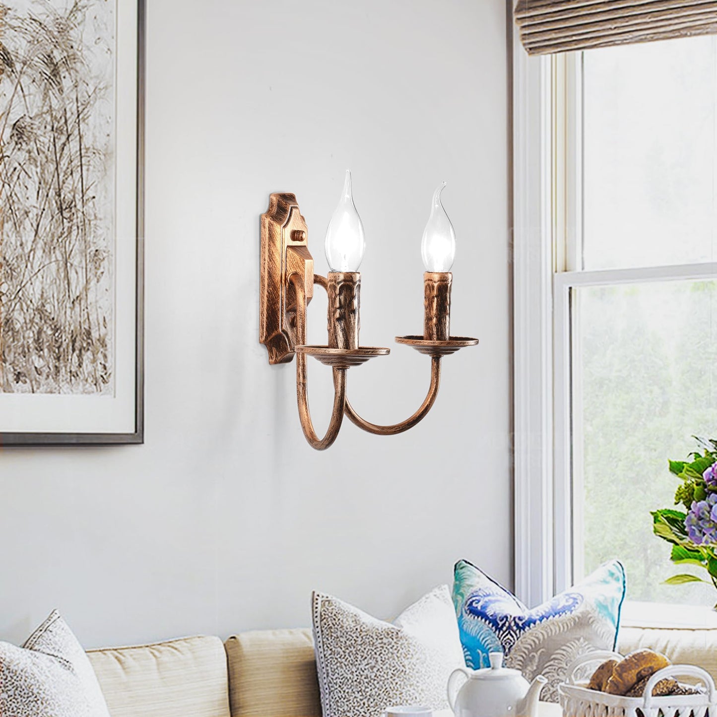 Garwarm Vintage Bronze 2-Light Wall Sconce