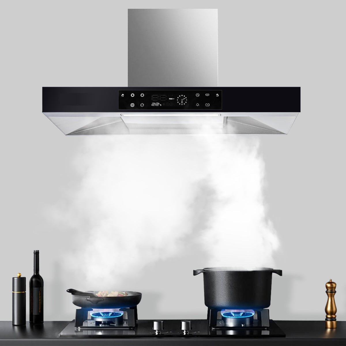 Powerful trendy Smart Black seamless stainless steel Chimney Cooker hood 90cm Width MLB-757D