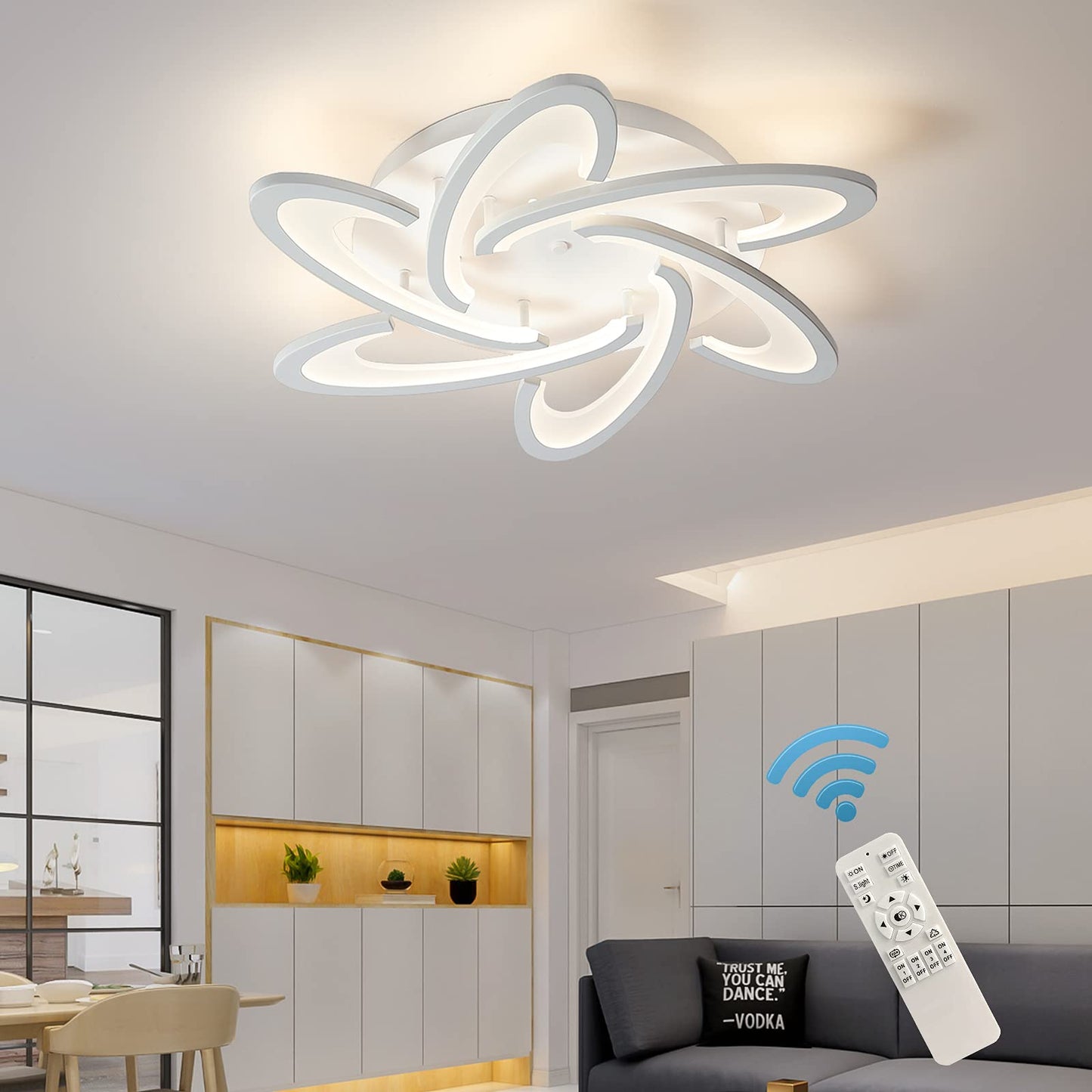 Garwarm 42W Modern Design Flush Mount Dimmable LED Ceiling Light