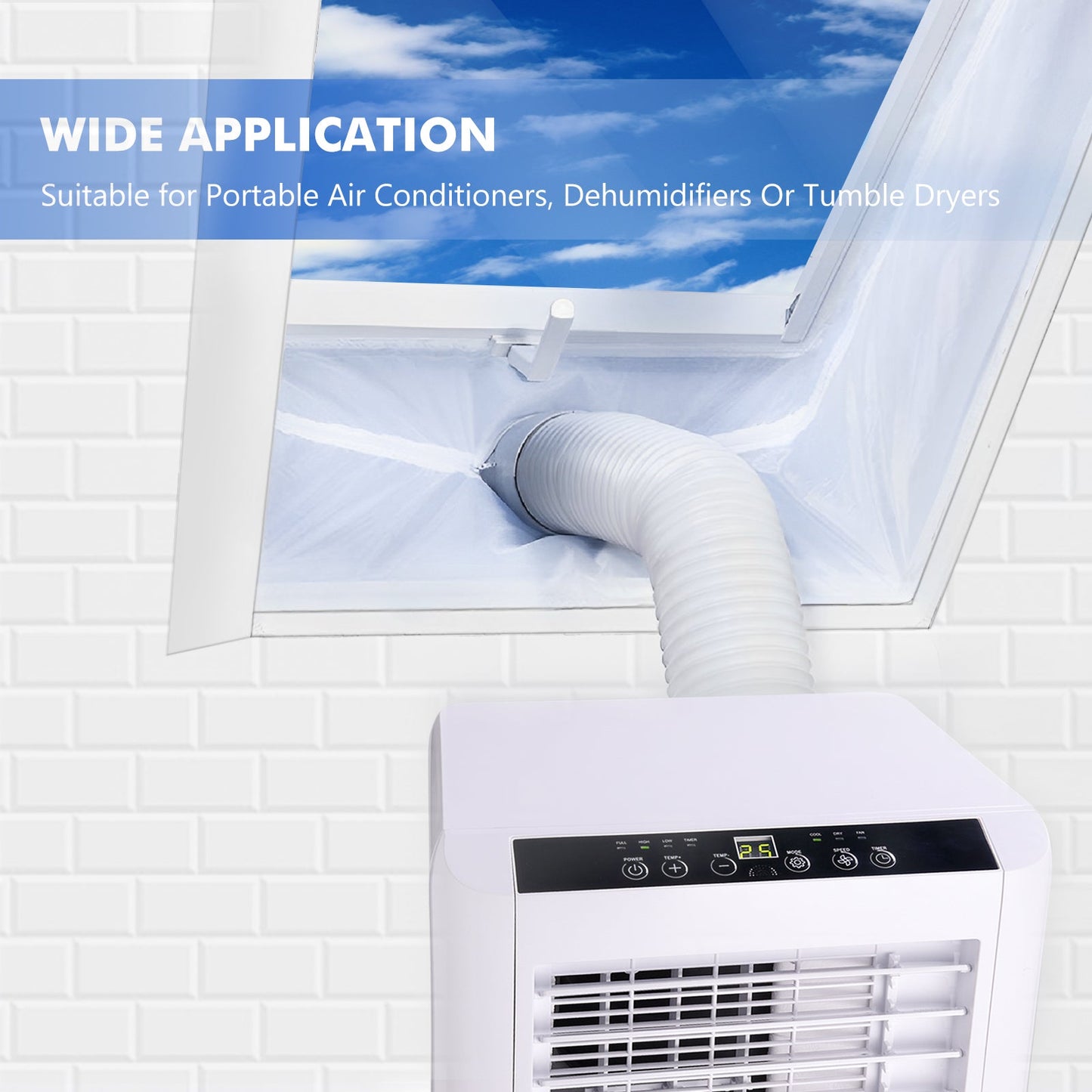 Window Sealing kit for Portable Air Conditioners, Waterproof White Air Conditioner Window Seal