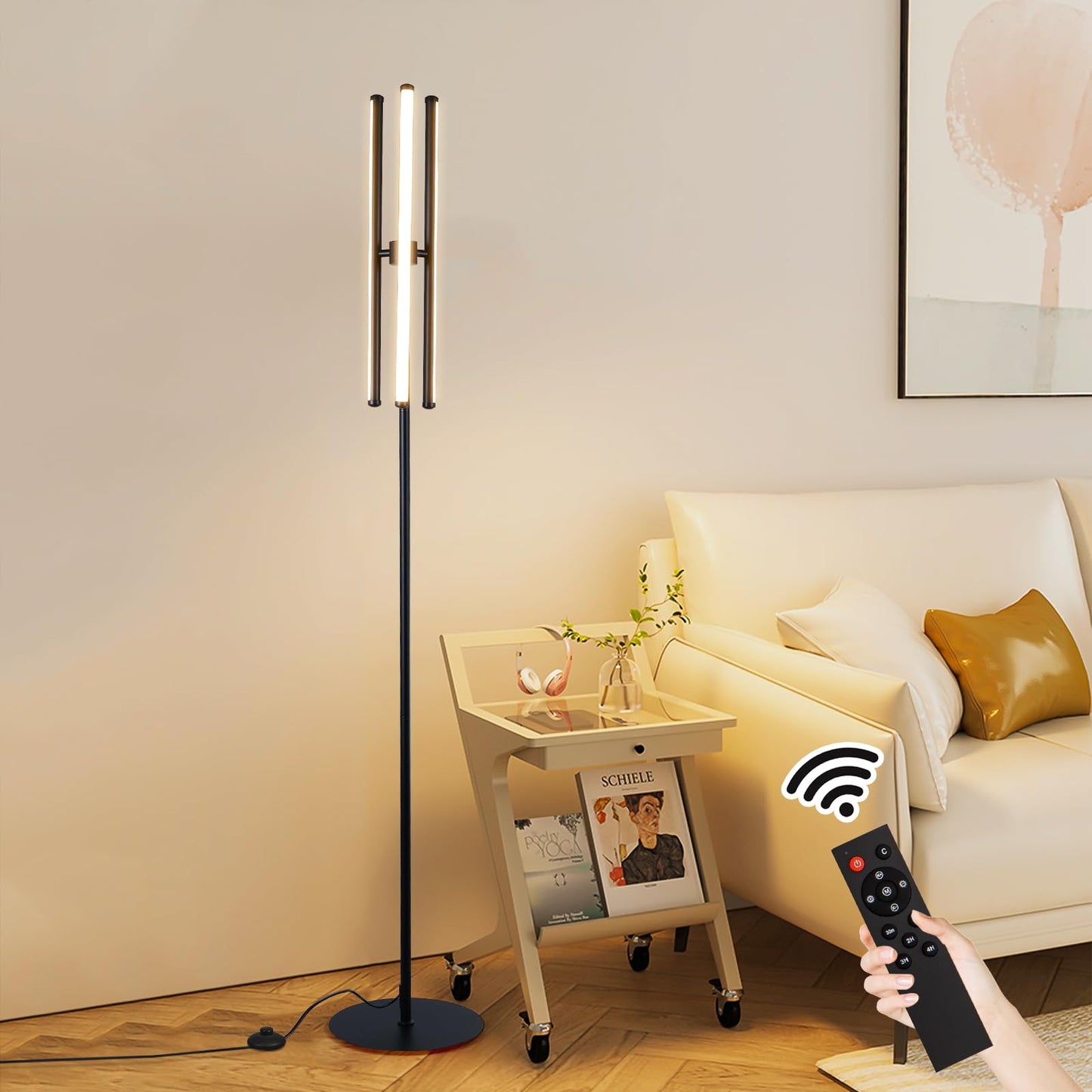 Garwarm 3-Light Dimmable LED Floor Lamp with Remote