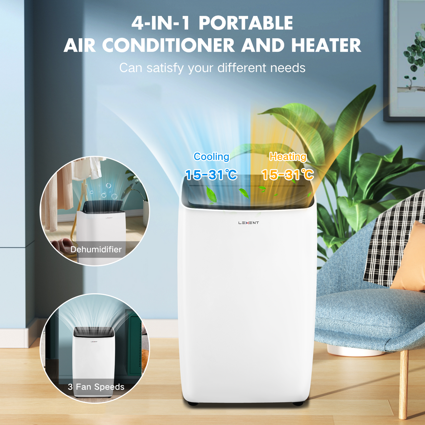 LEXENT AC6 Portable Air Conditioner / Heater 12000 BTU, 30L Dehumidifier, WiFi, Model: LCH12WF (48 hours delivery ordered by 3:30pm)*