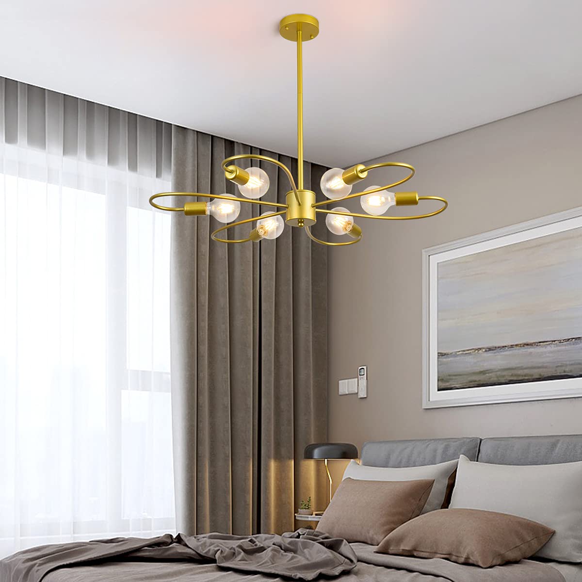 Garwarm 6-Light Irregular Mid-Century Modern Chandelier