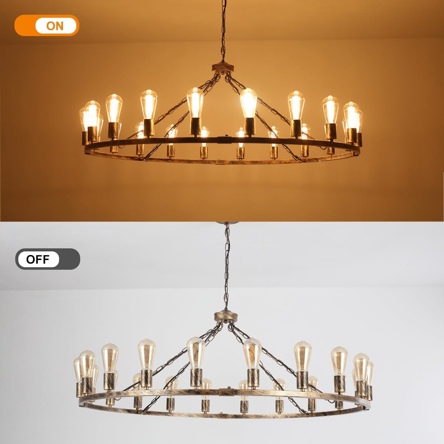 Garwarm 20-Light Wagon Wheel Chandelier