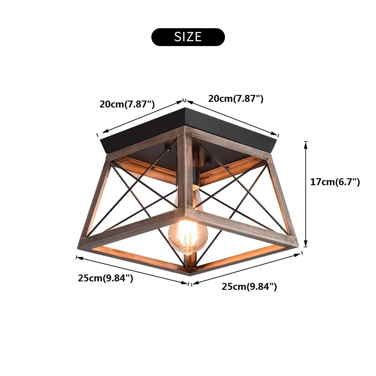 Garwarm Industrial Flush Mount Ceiling Light Mini Ceiling Lamp