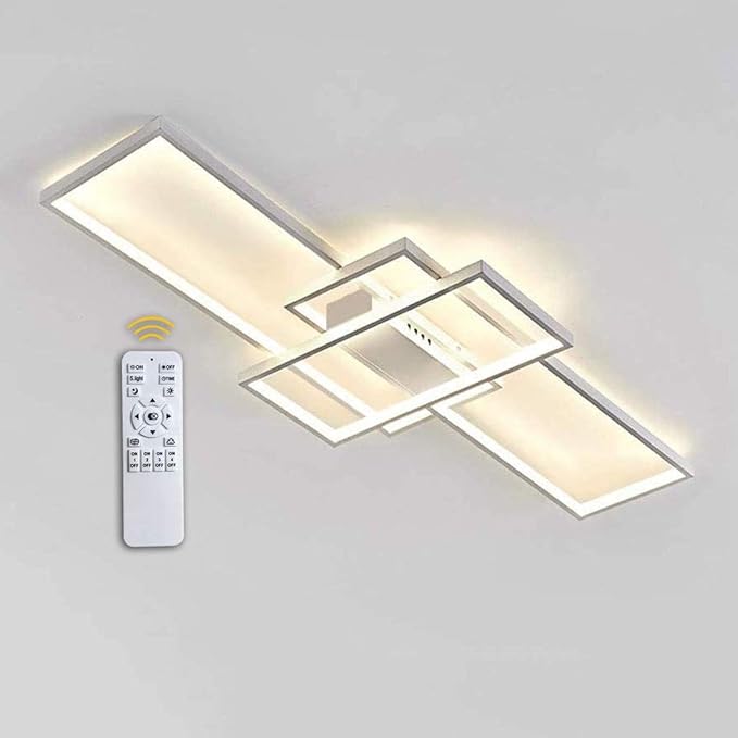 Garwarm White Ceiling Light Dimmable LED Chandelier with Remote Control, 50W Ceiling Lamp for Bedroom Dining Living Room Kitchen