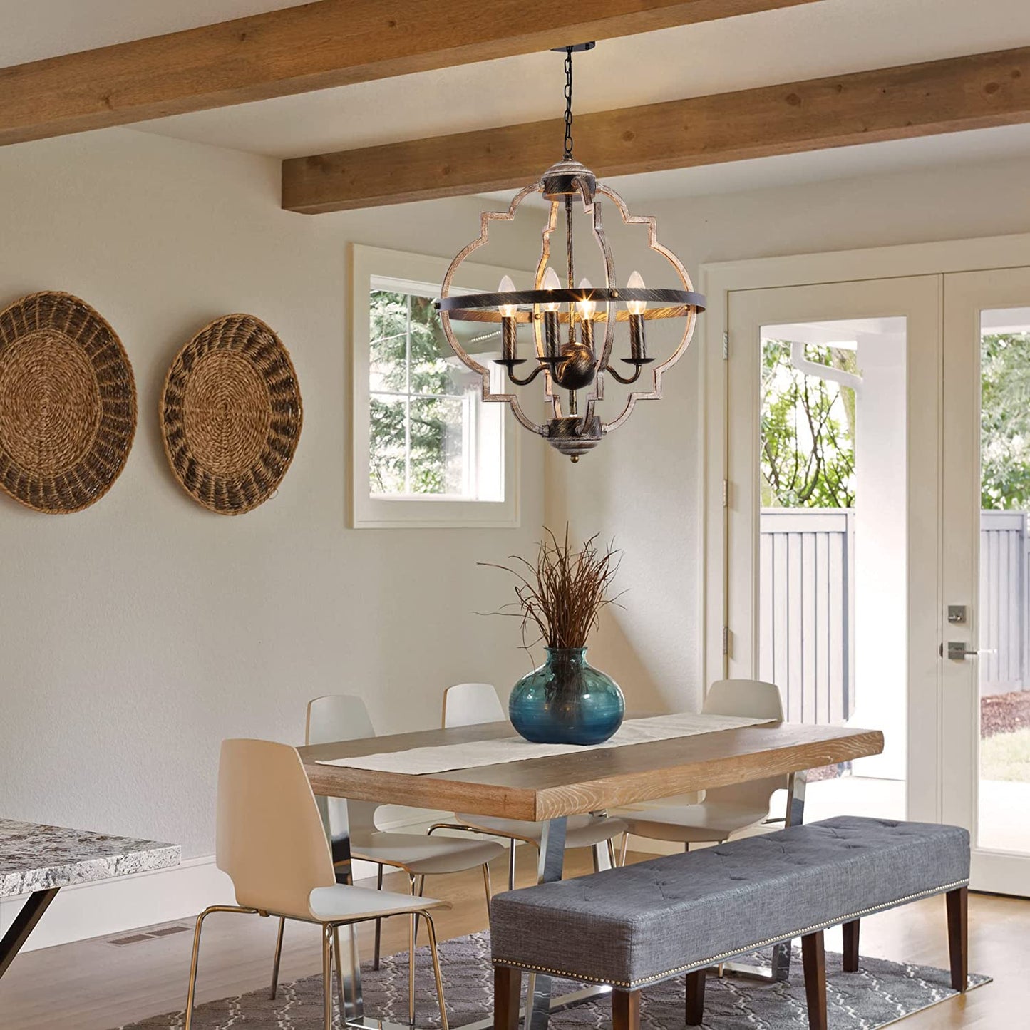 Garwarm 4-Light Farmhouse Orb Metal Pendant Light