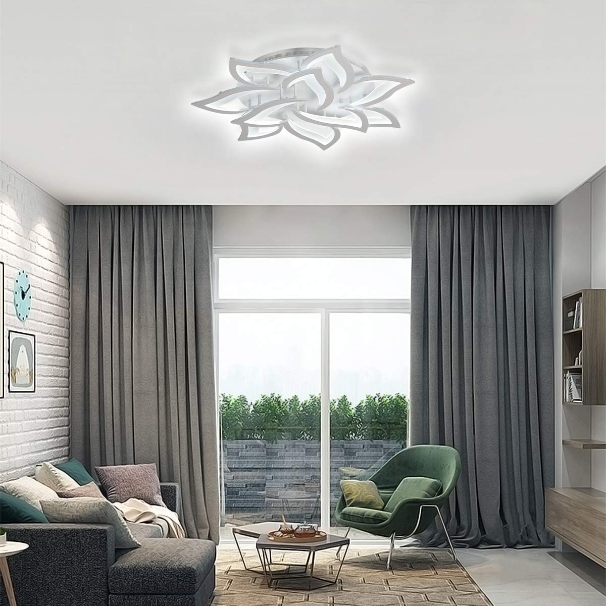 Garwarm 10-Head LED Dimmable Petal Ceiling Light with Remote White