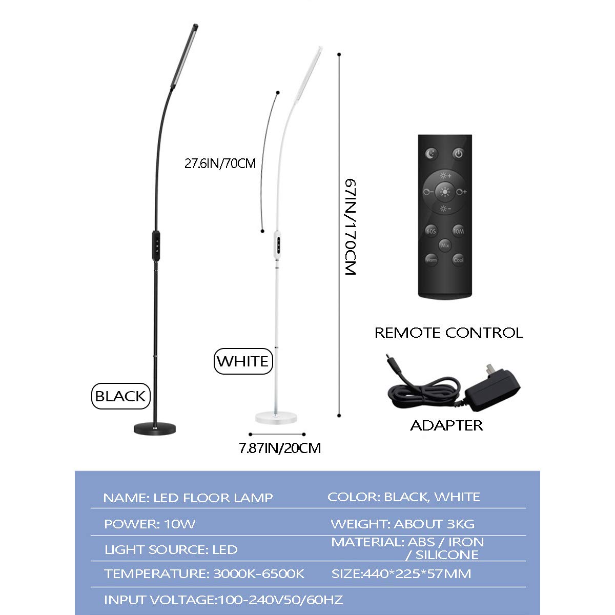 Garwarm LED Floor Lamp, Touch Control, 5 Modes, Flexible