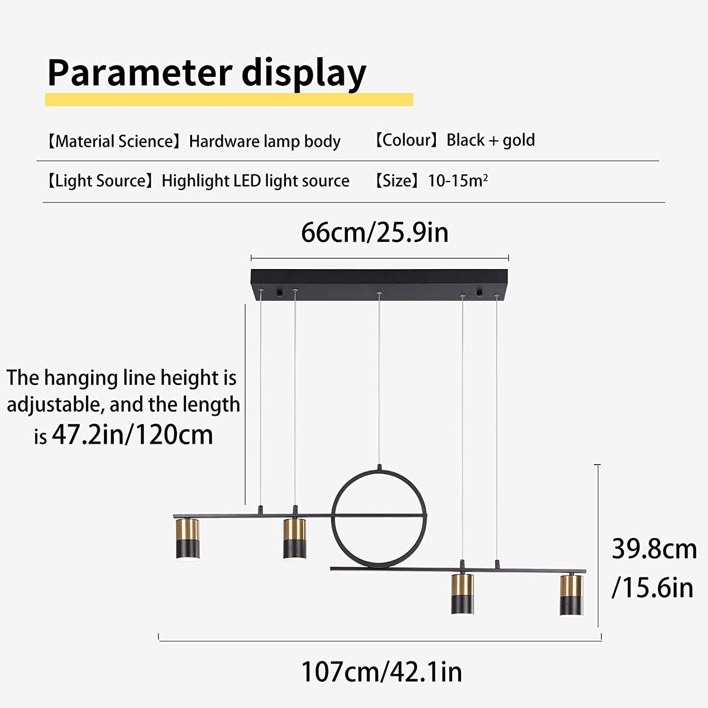 Garwarm Dimmable LED Linear Pendant Light with Remote