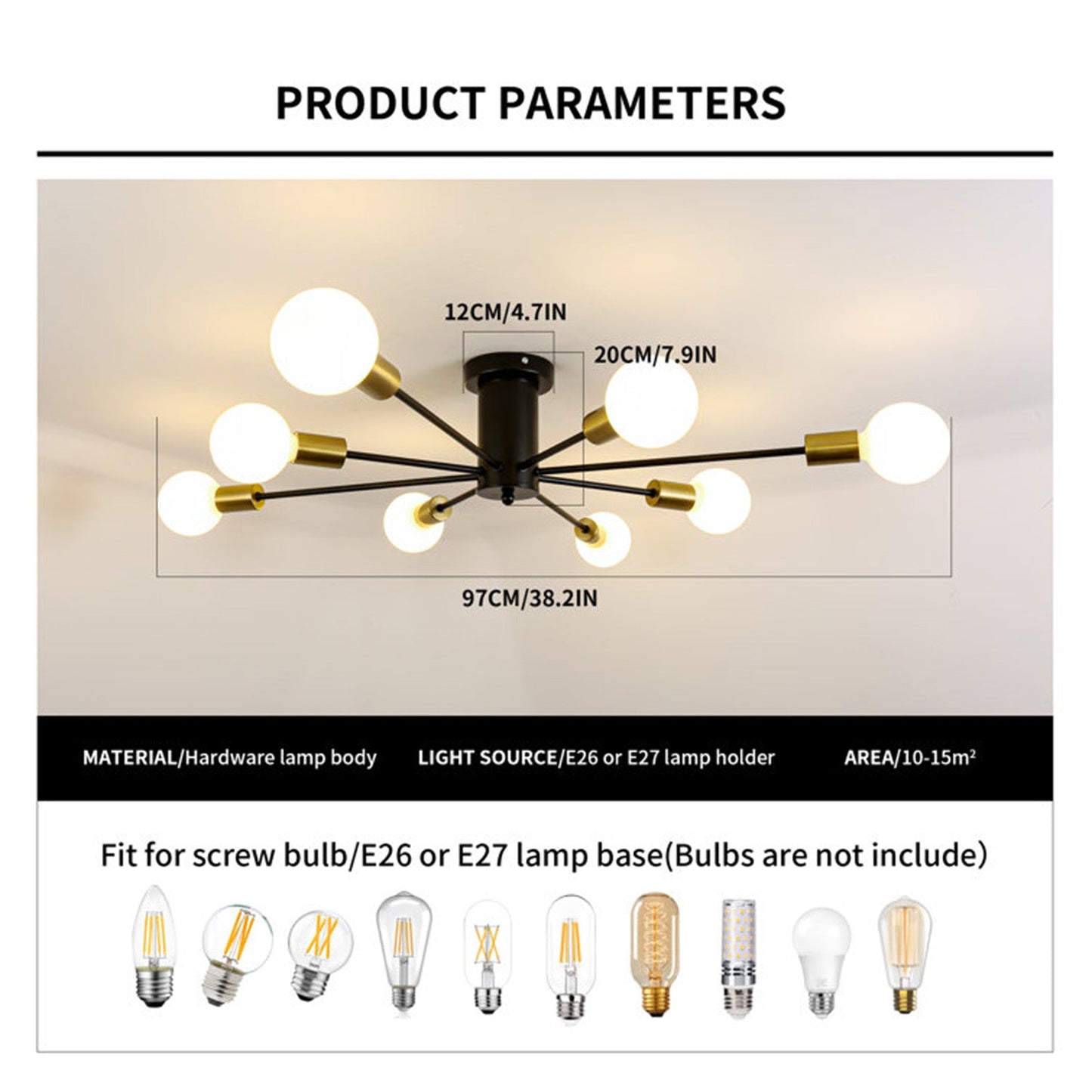 Garwarm 8-Light Sputnik Metal Pendant Light