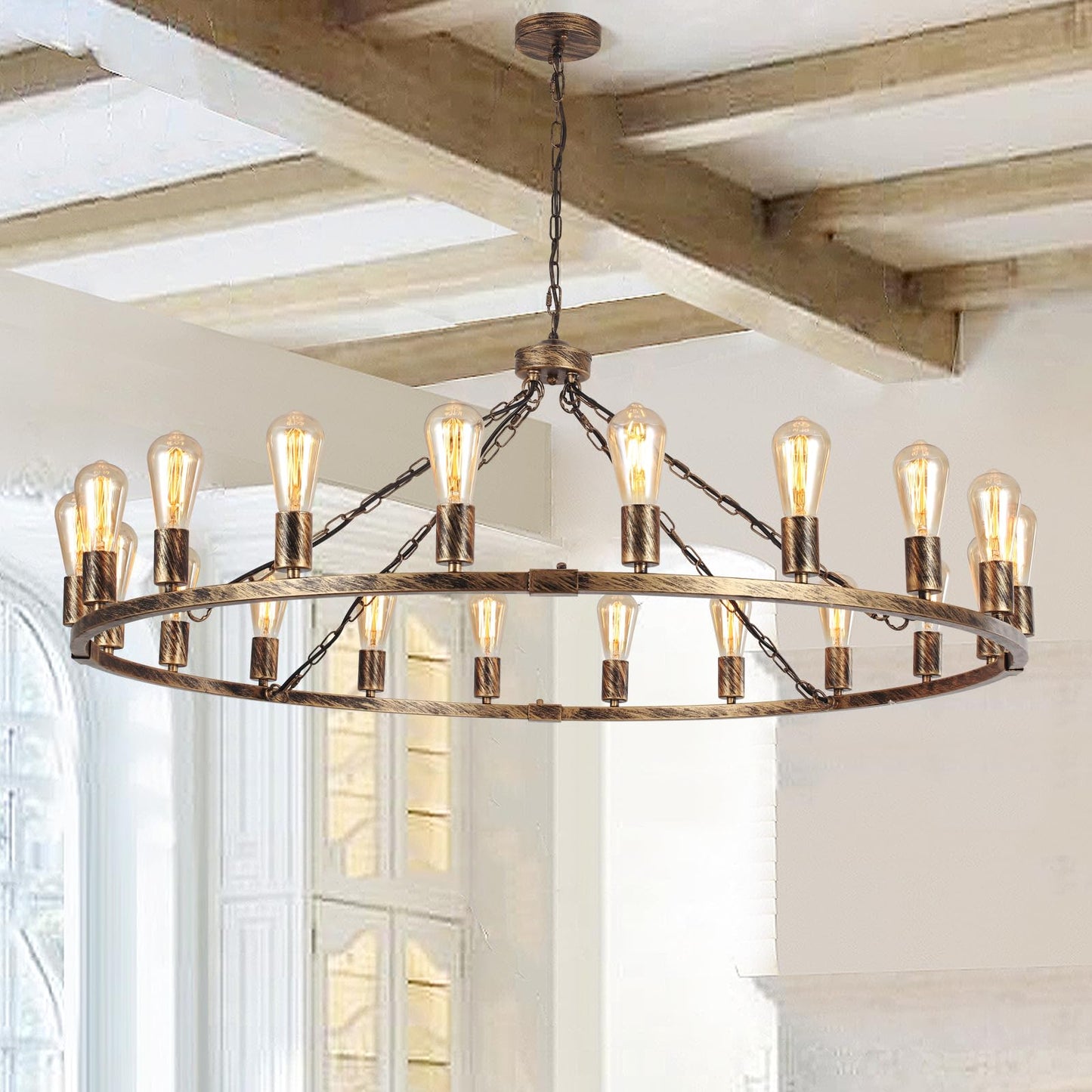 Garwarm 20-Light Wagon Wheel Chandelier