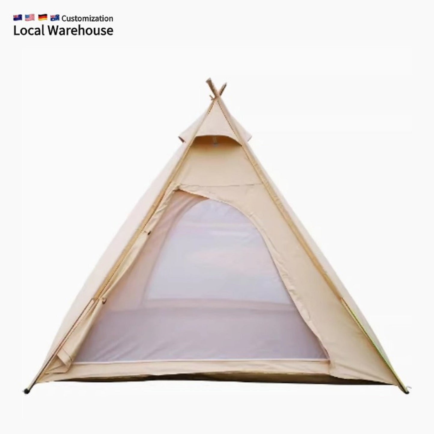 Latourreg Pyramidal Type Double Layer All Season Tent Khaki Glamping Tent Hiking Large Tent Waterproof For Outdoor Camping