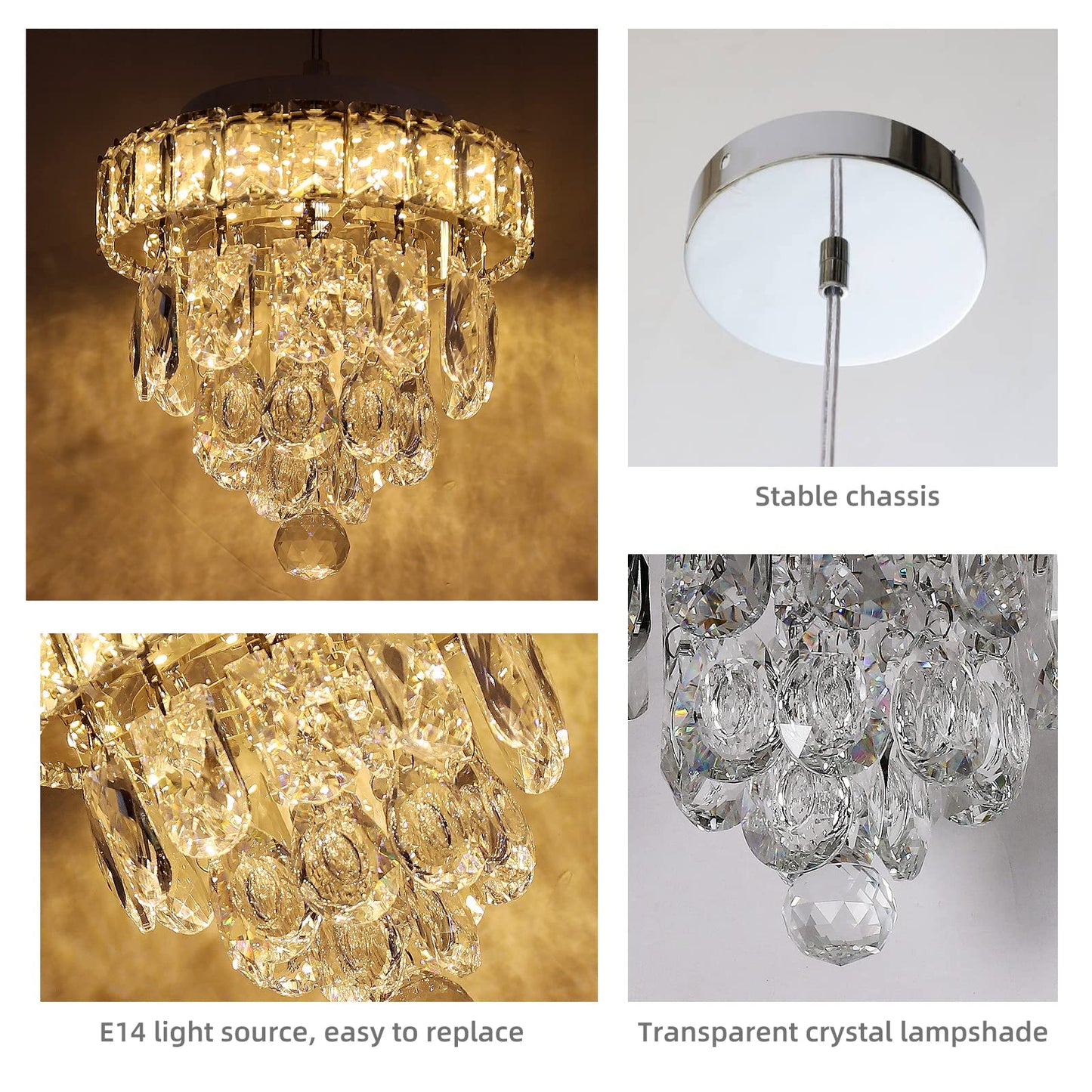 Garwarm LED Crystal Chrome Ceiling Pendant Light