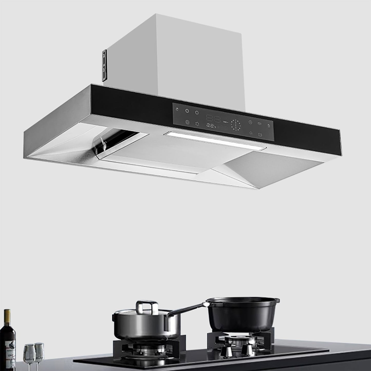 Powerful trendy Smart Black seamless stainless steel Chimney Cooker hood 90cm Width MLB-757D