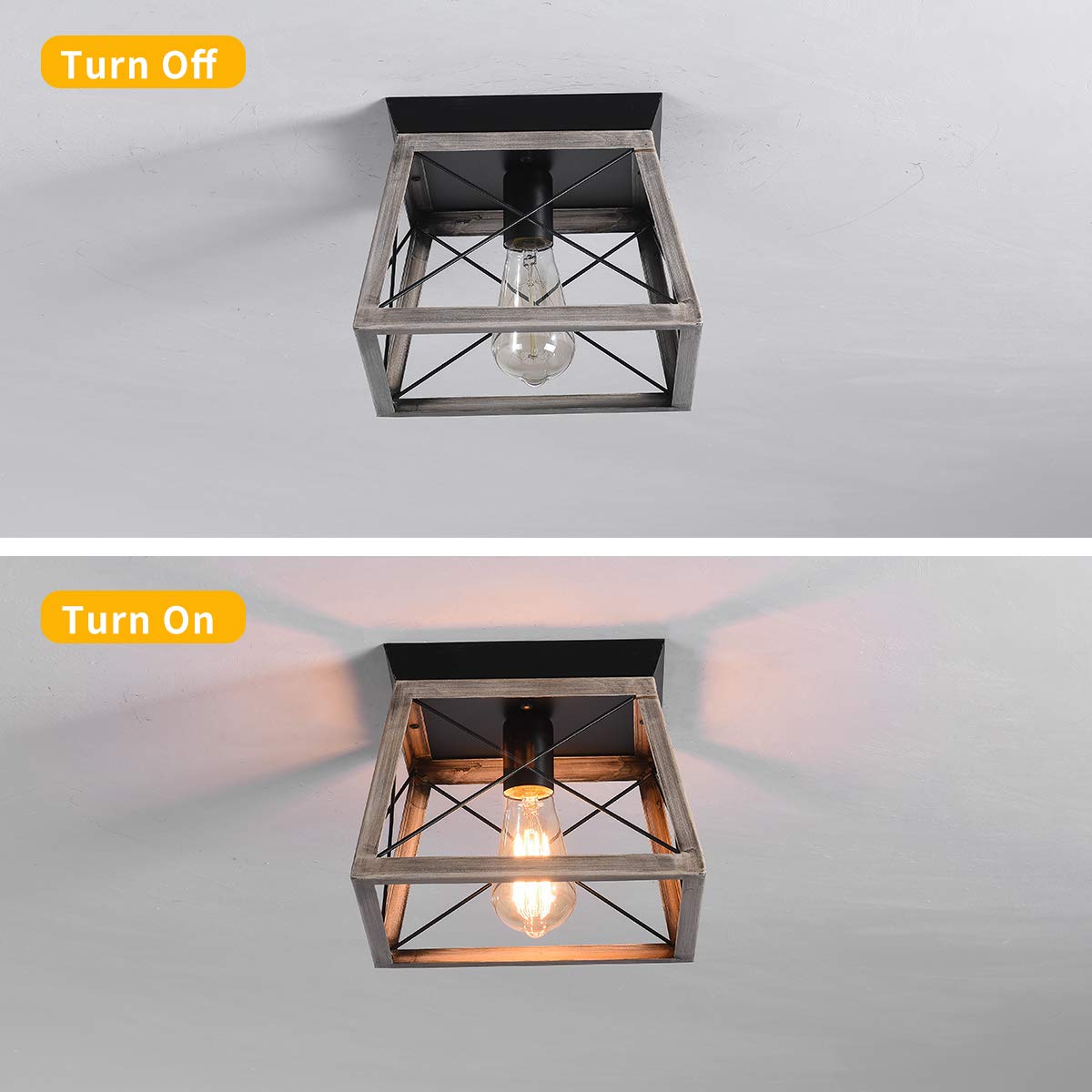 Garwarm Industrial Flush Mount Ceiling Light Mini Ceiling Lamp