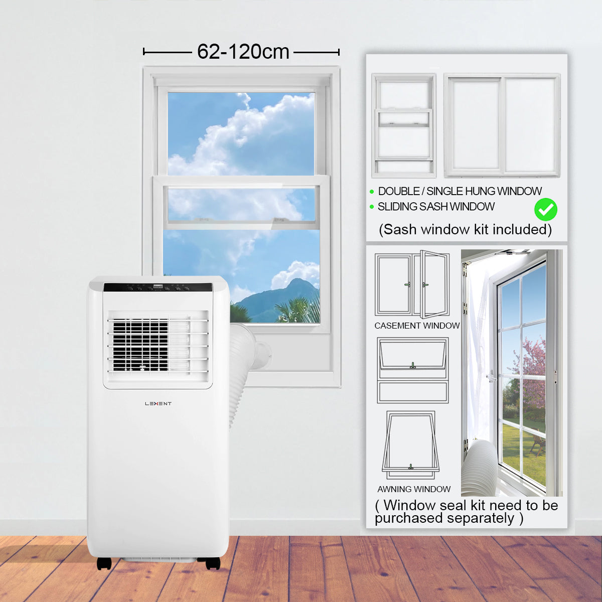 LEXENT AC5 Portable Air Conditioner 9000 BTU, 25L Dehumidifier, Model: LC9W (Next Day Delivery Ordered By 3:30pm)*