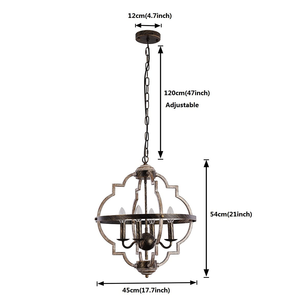 Garwarm 4-Light Farmhouse Orb Metal Pendant Light