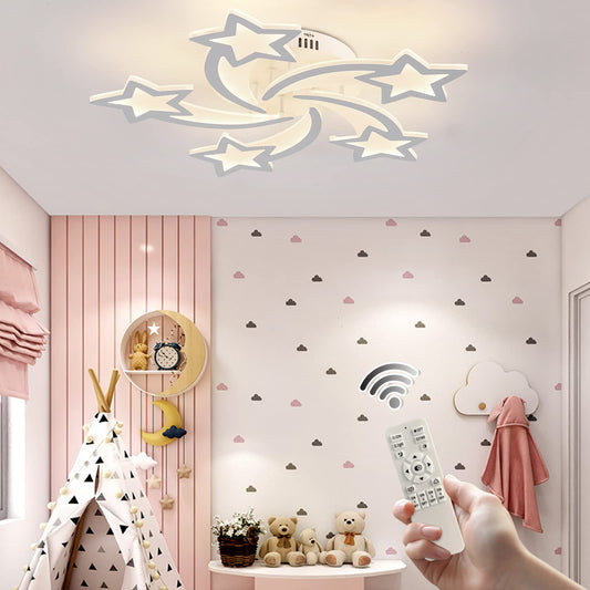 Garwarm White 5-Star Shape 60W Acrylic Led Ceiling Light Dimmable with Remote