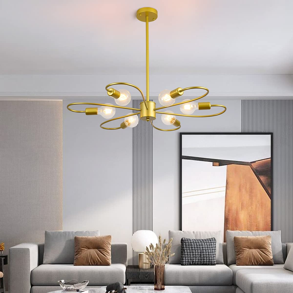 Garwarm 6-Light Irregular Mid-Century Modern Chandelier