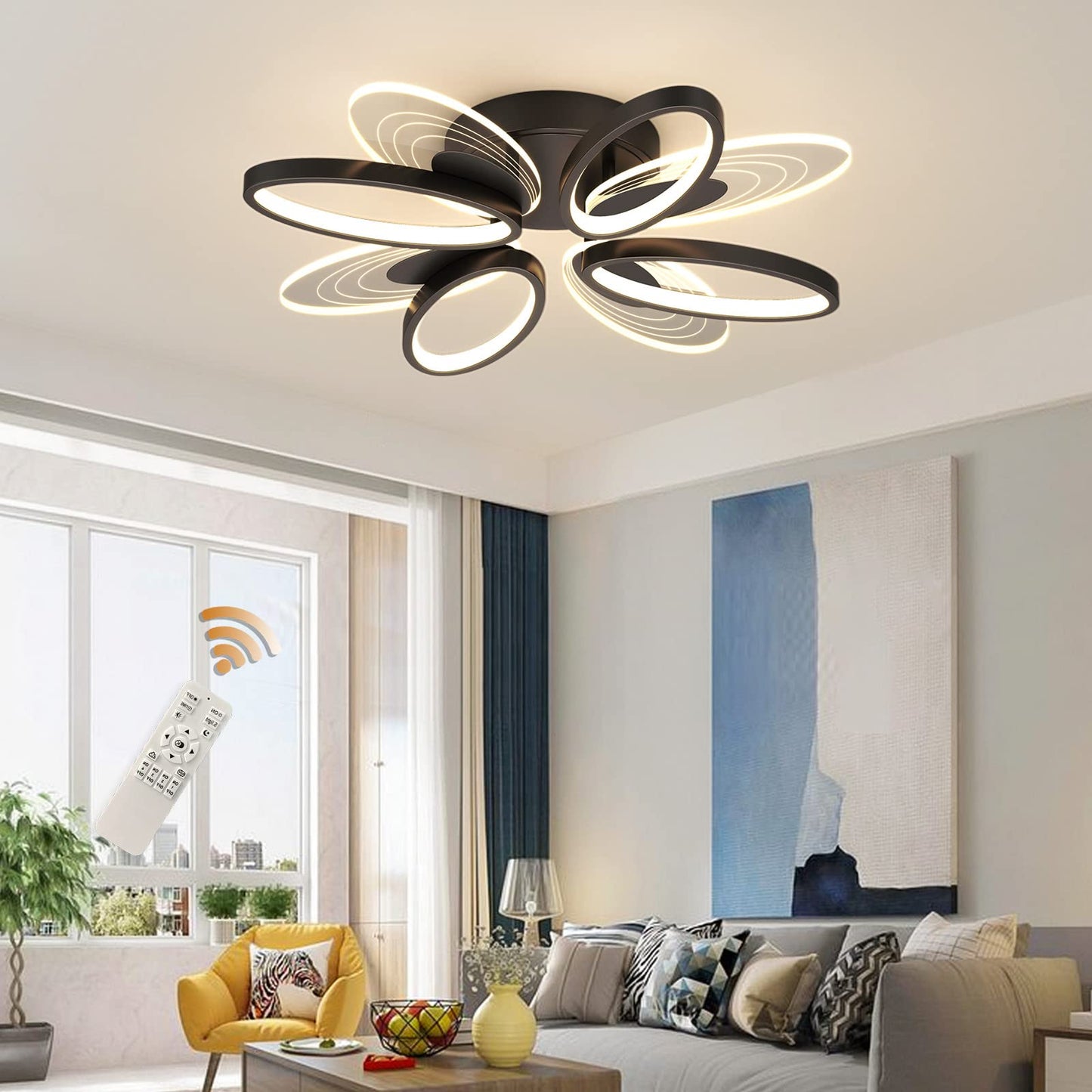 Garwarm 44W 8-Light Modern Ceiling Light Fixture Black Ceiling Lamp