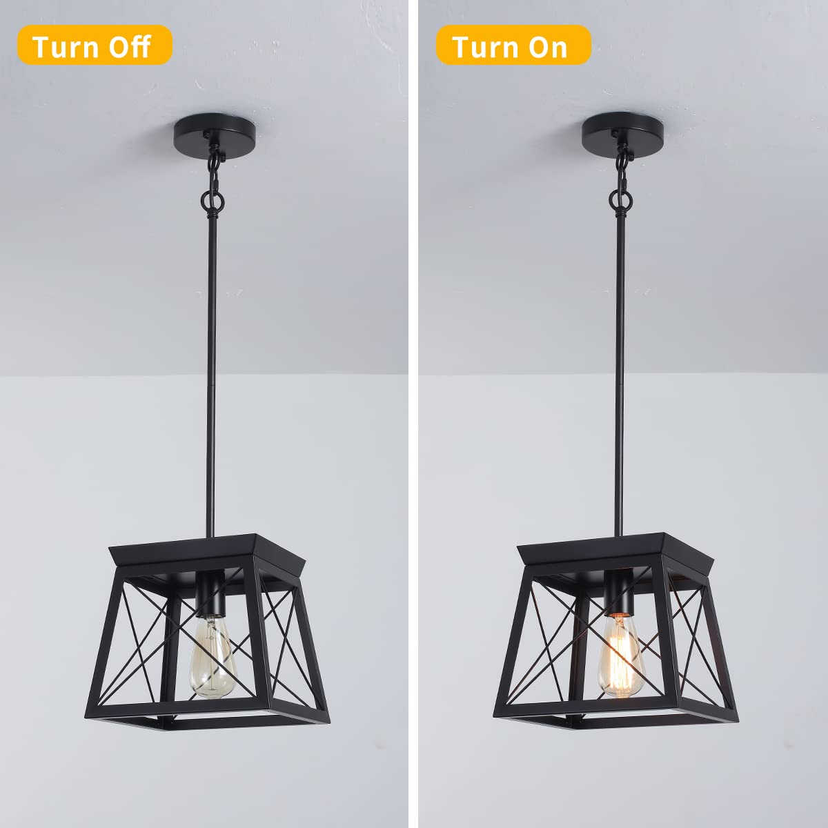 Garwarm 1-Light Black Metal Cage Chandelier