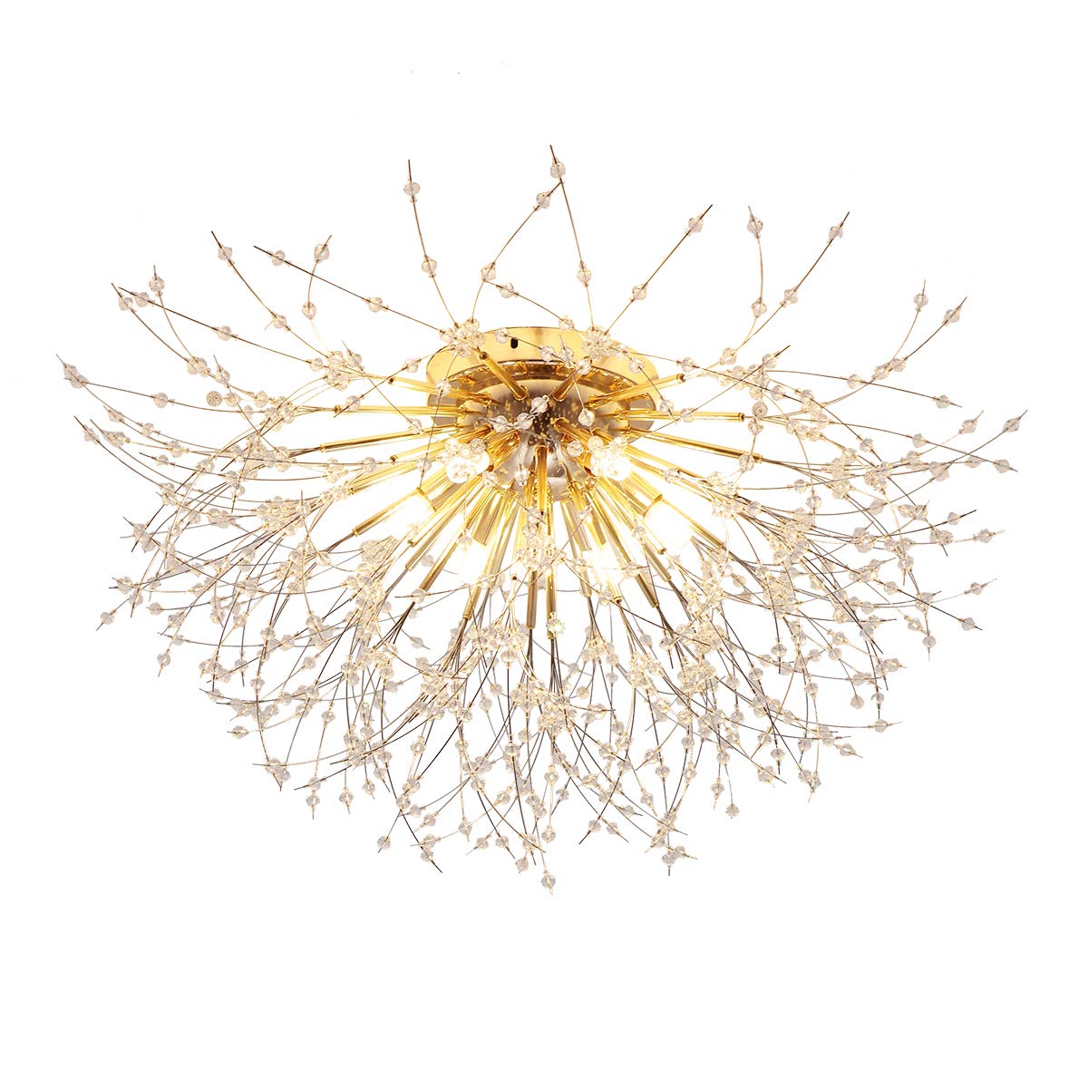 Garwarm Ceiling Chandelier, Modern LED Crystal Ceiling Lights 6/8 Lights Gold Chandelier Lighting for Bedroom Living Dining Room