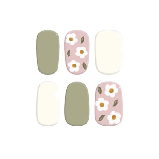 Free taster JK115 (6 stickers) Mioga’s Light Green Floral Nail Wraps