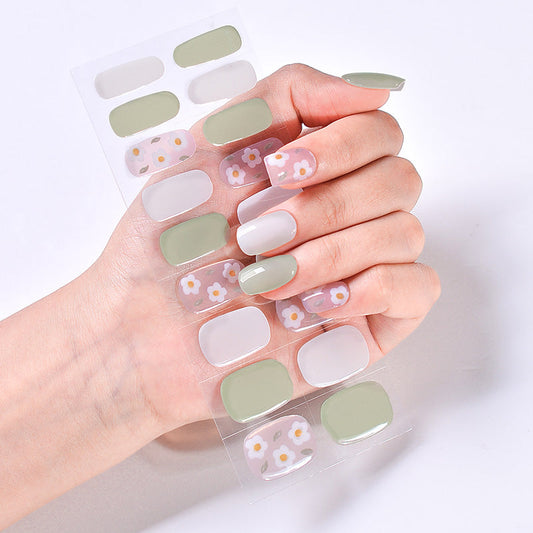 Mioga’s Light Green Floral Nail Wraps