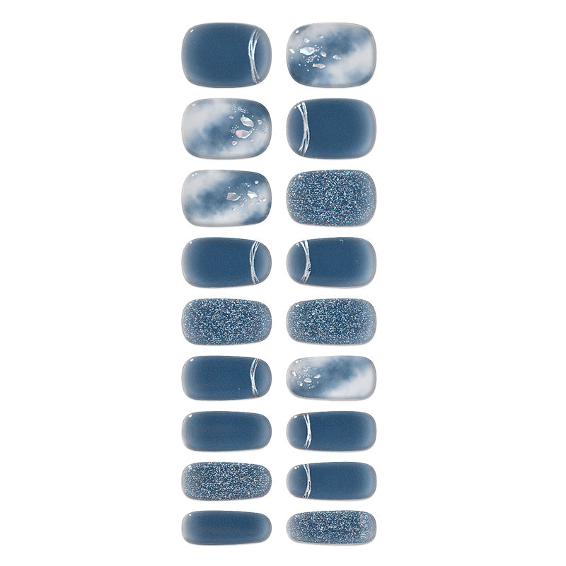 Mioga’s Glittery Greyish Blue Nail Wraps