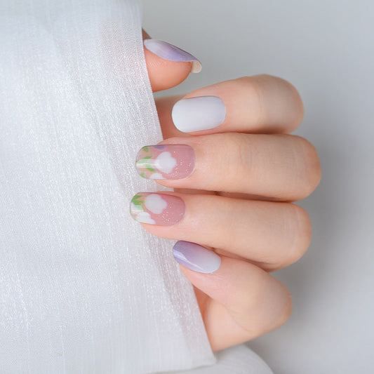 Mioga’s Purple Gradient Flower Nail Wraps