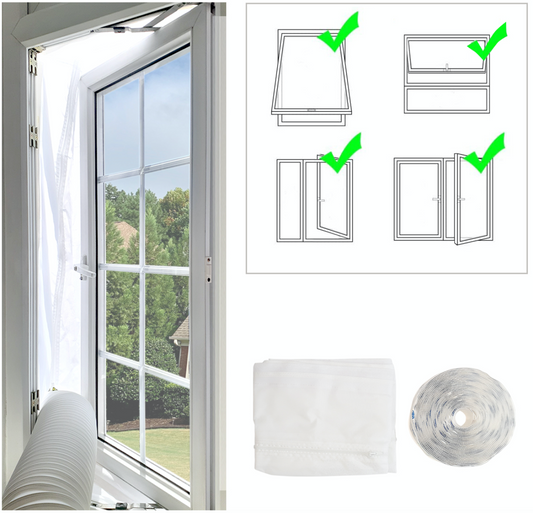 Window Sealing kit for Portable Air Conditioners, Waterproof White Air Conditioner Window Seal