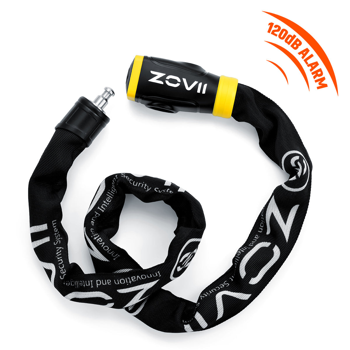 ZOVII Carbide Reinforced Stainless Steel Chain Lock with 120dB Anti-theft Security Alarm 8MM diameter 1200mm Length (ZCL08-120)