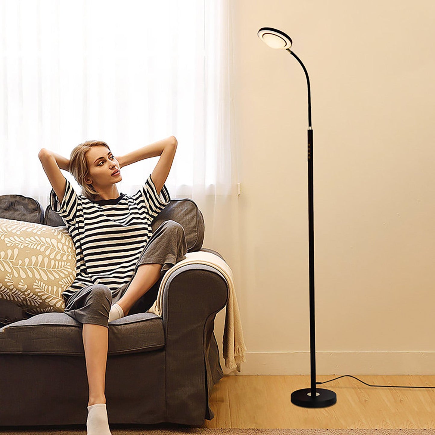 Garwarm LED Black Task Floor Lamp