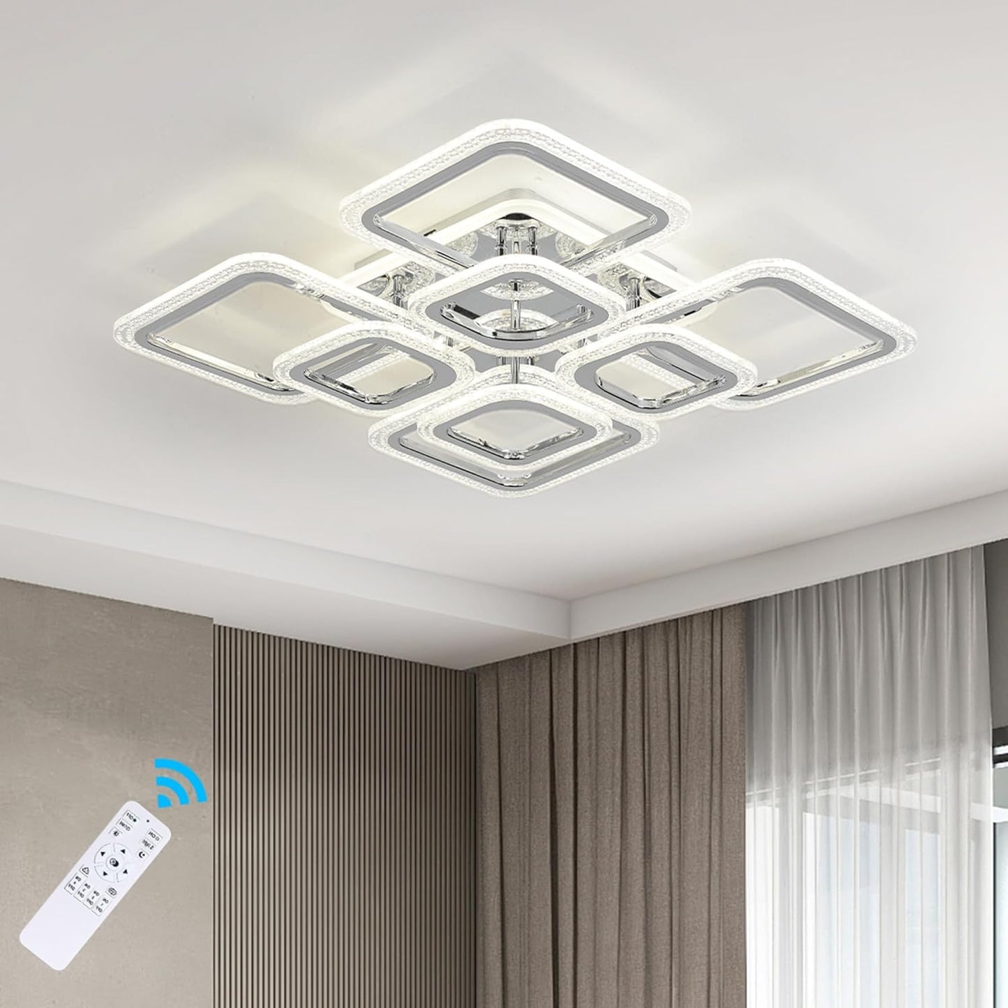 Garwarm Ceiling Lights Living Room Acrylic Flush Mount Led Ceiling Lights, Nordic Chandeliers With 5/8 Rectangles Lighting Fixture White/Black