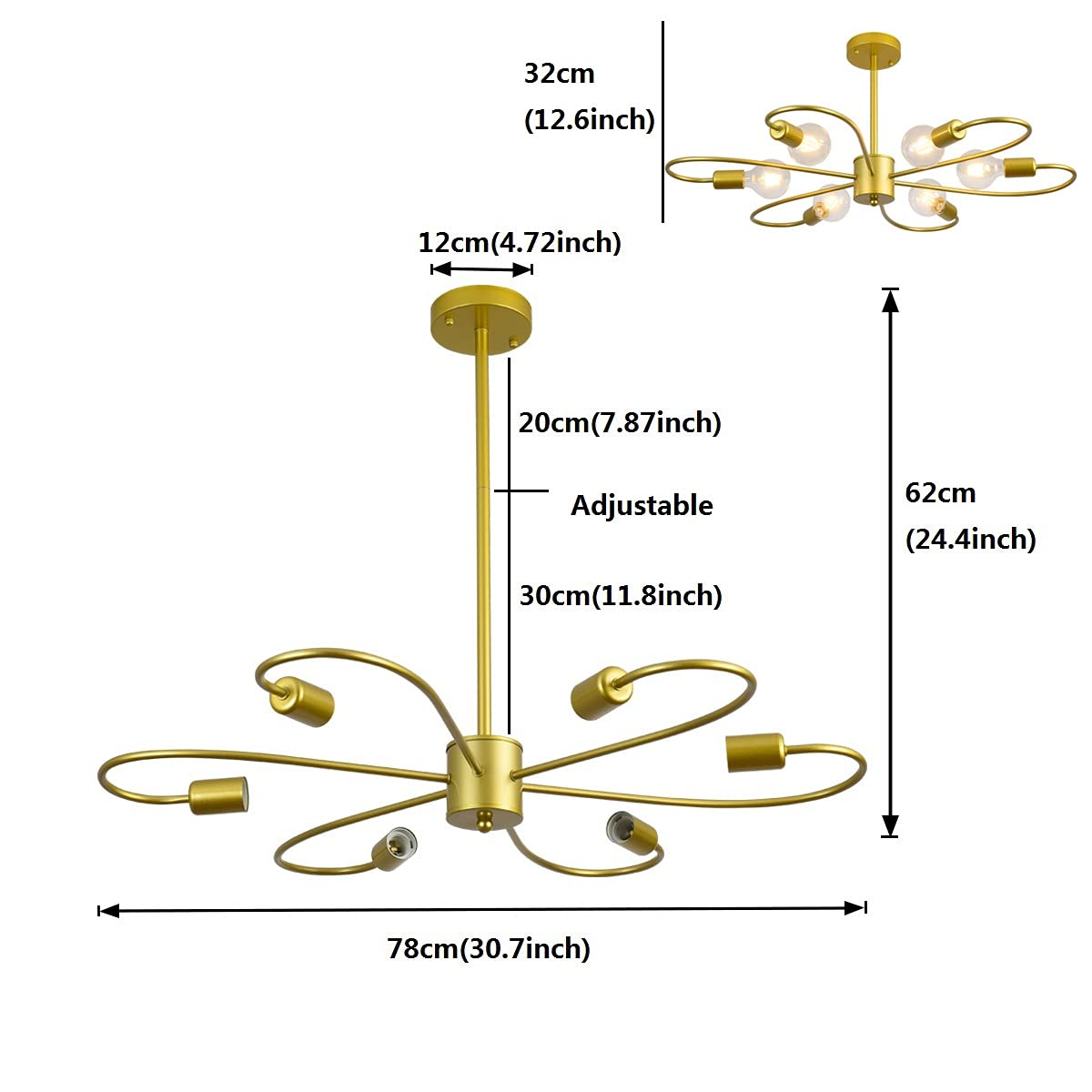 Garwarm 6-Light Irregular Mid-Century Modern Chandelier