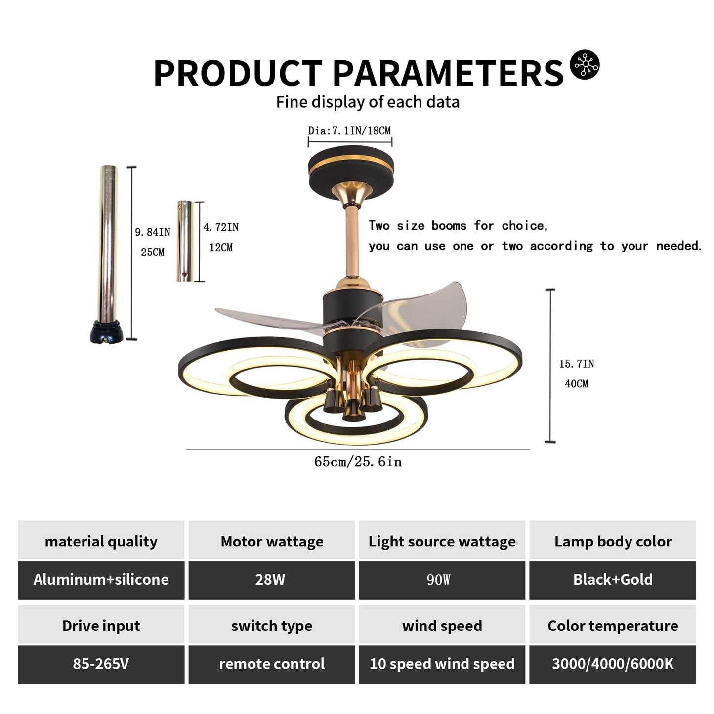 Garwarm Dimmable LED Ceiling Fan Light with Remote