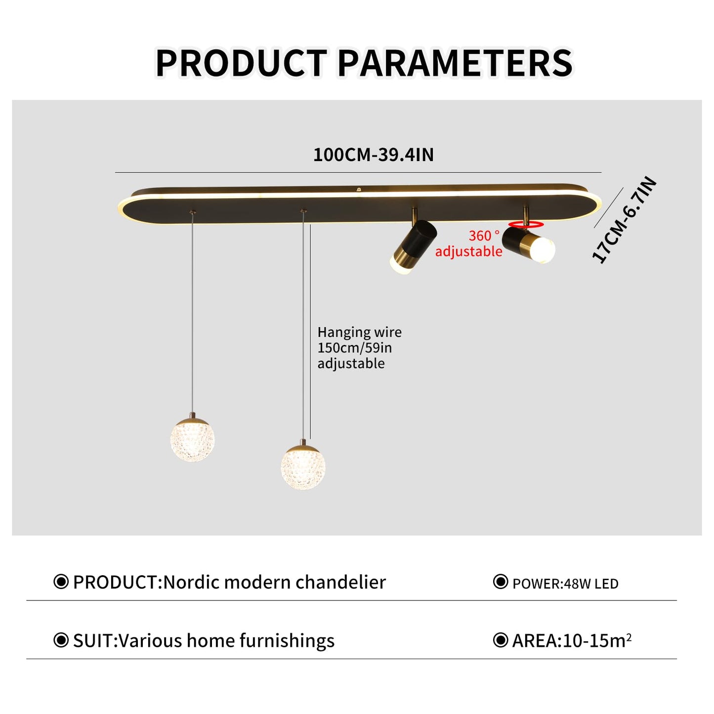 Garwarm Dimmable LED Pendant Light with Remote Control