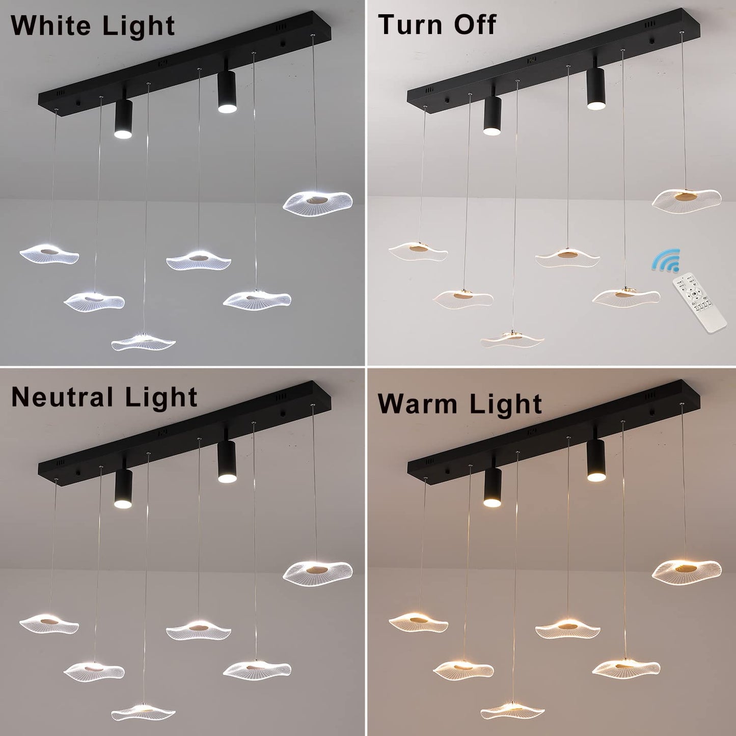 Garwarm 6-Leaf Black Dimmable LED Pendant Light