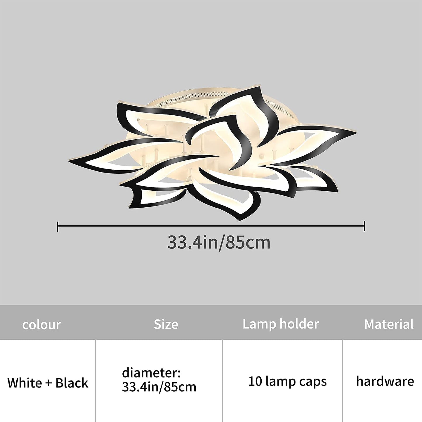 Garwarm 72W Flower Ceiling Light, Flush Mount for Living Room Black