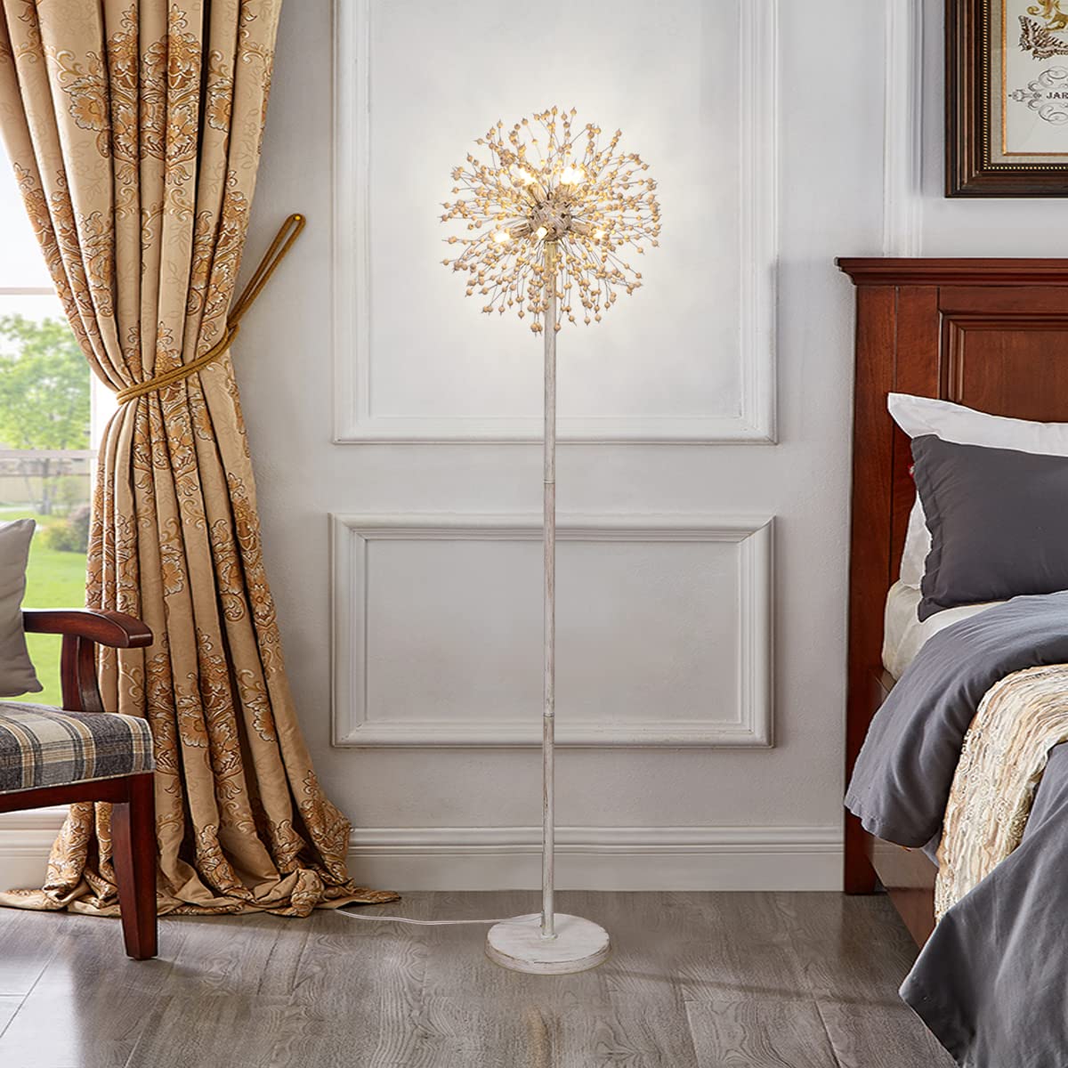 Garwarm Boho 8-Light Wood Bead Floor Lamp