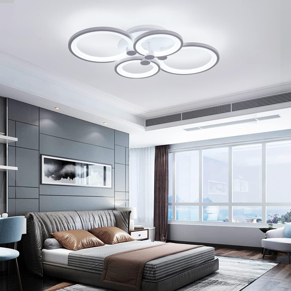 Garwarm 36W LED Ceiling Light Dimmable Flush Mount Metal Acrylic for Living Room or Bedroom