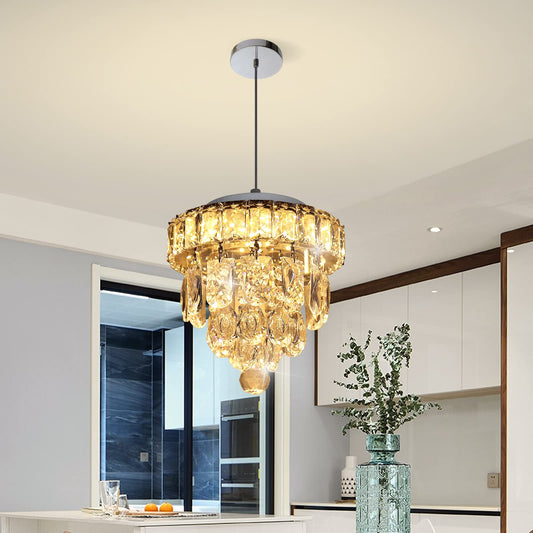 Garwarm LED Crystal Chrome Ceiling Pendant Light