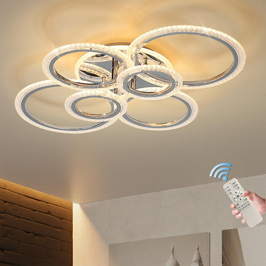 Garwarm LED Ceiling Light 76W Modern Close to Ceiling Lamp Dimmable 6 Rings Ceiling Chandelier for Living Room Bedroom